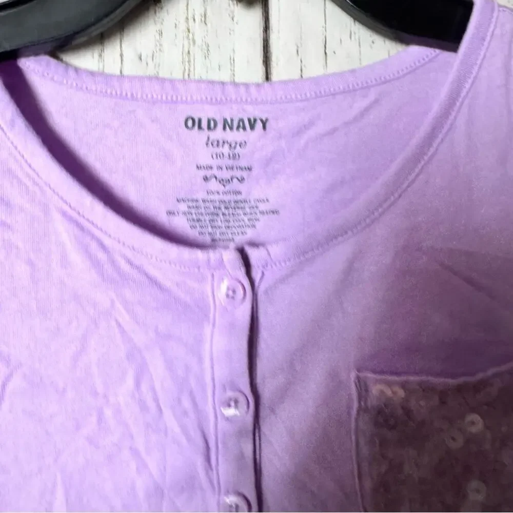 Old Navy Kids Purple Ruffle Sleeve Top Sz L